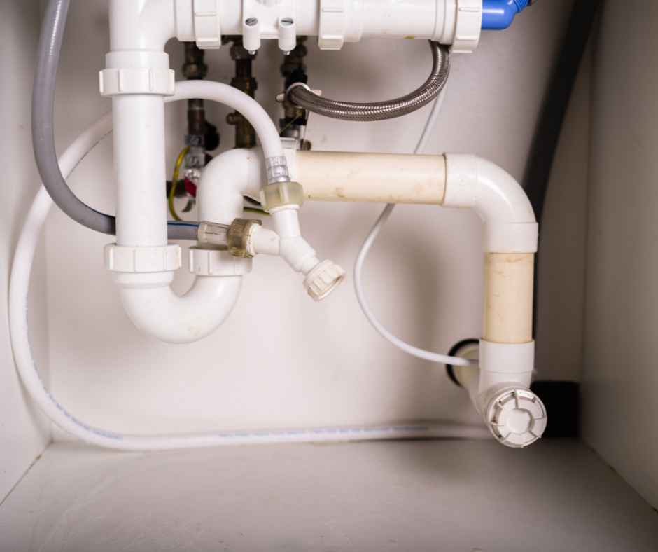 Pipes under a sink